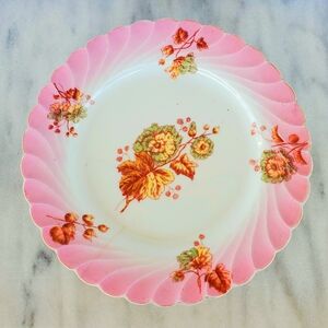 Antique Royal Hand Painted Plate Pink White Floral Rose Garden Leafs